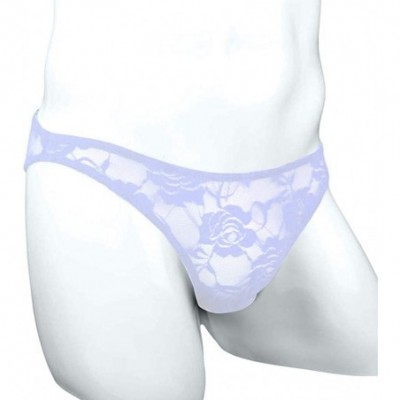 G-Strings & Thongs Men's G-String T-Back Perspective Sexy Full Lace Translucent Solid Lows Waist Underwear Lingerie Triangle ...