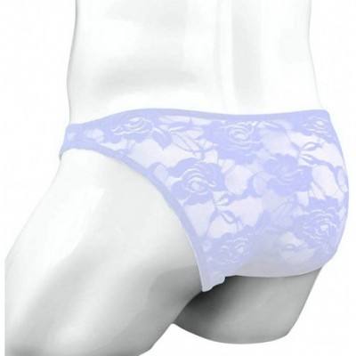 G-Strings & Thongs Men's G-String T-Back Perspective Sexy Full Lace Translucent Solid Lows Waist Underwear Lingerie Triangle ...