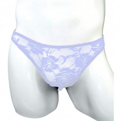 G-Strings & Thongs Men's G-String T-Back Perspective Sexy Full Lace Translucent Solid Lows Waist Underwear Lingerie Triangle ...