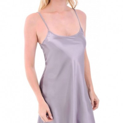 Nightgowns & Sleepshirts Womens Satin Bridesmaid Gift Nightgown- Long Camisole Chemise - Lilac Gray - CD12EF3T3V1