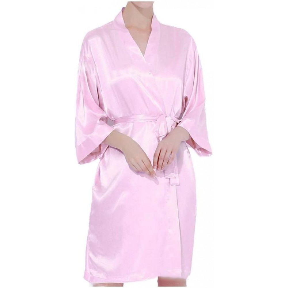 Robes Womens Bathrobe Plus-Size Chemise Charmeuse Lounger Knit Robe Pink L - Pink - CZ19DCT3X6T