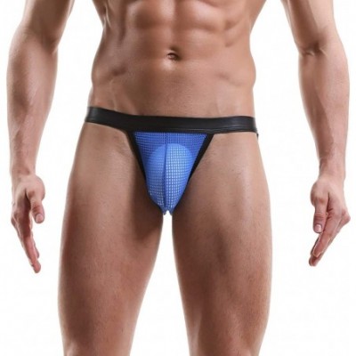 Boxers Men's Underwear- Hollow Out Men Underwear Boxers Bulge Pouch Men Shorts Hot - F-blue - C91967Z7C32