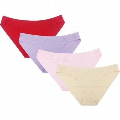 Panties Women's Underwear 4 Pack Breathable Low-Rise Bikini Panties - D-4 Pack - CX186WSY240