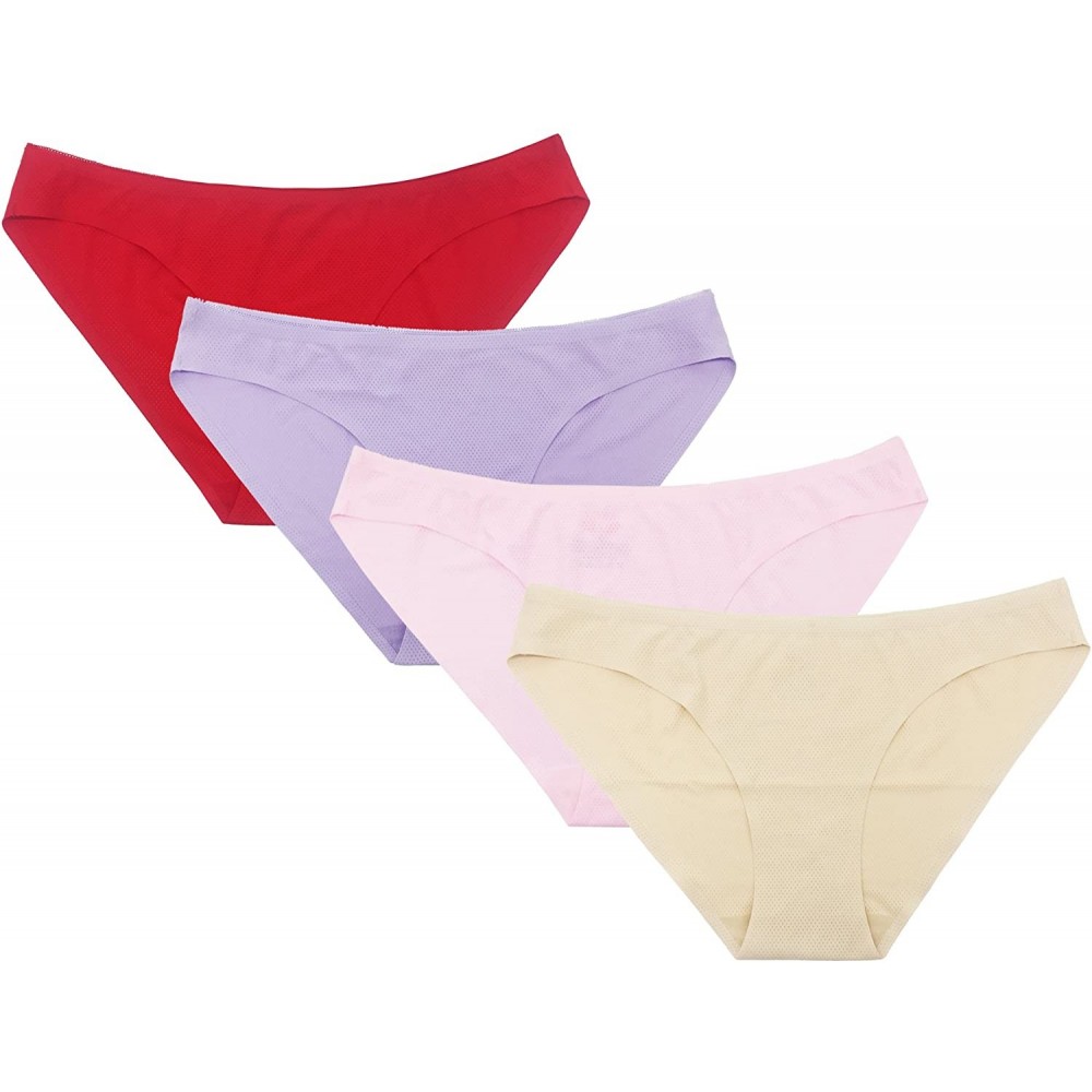 Panties Women's Underwear 4 Pack Breathable Low-Rise Bikini Panties - D-4 Pack - CX186WSY240