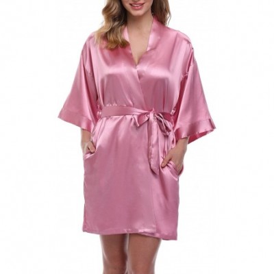 Robes Women's Bride Bridesmaid Robes Short Kimono Robe Dressing Gown for Wedding - Pink-purple(bridesmaid) - C812K1TFNH1