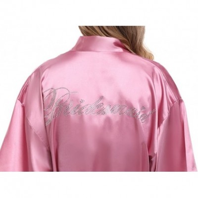 Robes Women's Bride Bridesmaid Robes Short Kimono Robe Dressing Gown for Wedding - Pink-purple(bridesmaid) - C812K1TFNH1