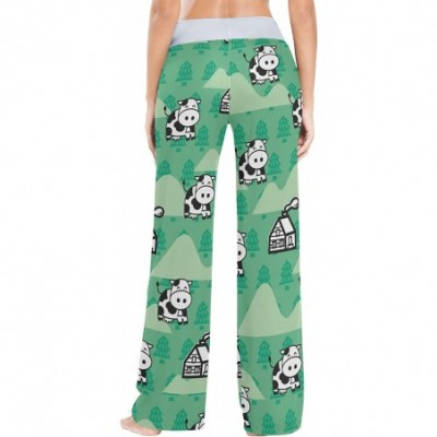 Bottoms Cutt Animal Cartoon Smile Cow Women Loose Palazzo Casual Drawstring Sleepwear Print Yoga Pants - CS19D8UEDO7