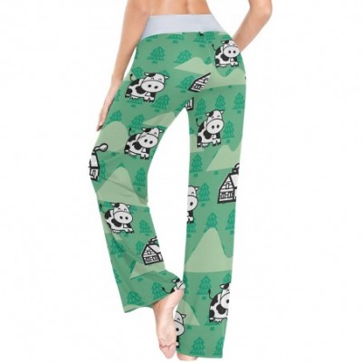 Bottoms Cutt Animal Cartoon Smile Cow Women Loose Palazzo Casual Drawstring Sleepwear Print Yoga Pants - CS19D8UEDO7