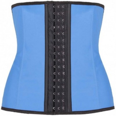 Bustiers & Corsets Women Bustiers Latex Waist Trainer Corset Steel Boned Underbust Sexy Body Shapewear - Blue - CY18SOM2C4W