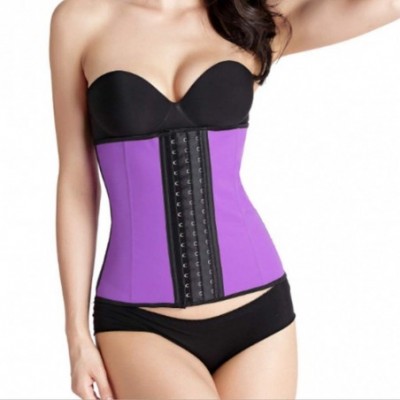 Bustiers & Corsets Women Bustiers Latex Waist Trainer Corset Steel Boned Underbust Sexy Body Shapewear - Blue - CY18SOM2C4W