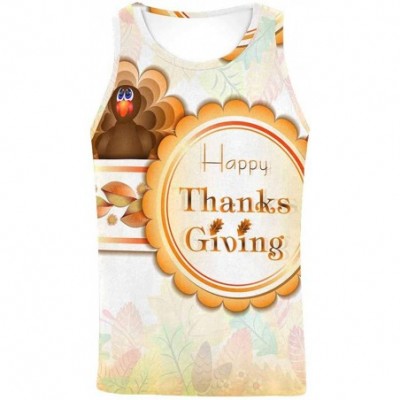 Undershirts Men's Muscle Gym Workout Training Sleeveless Tank Top Thanksgiving- Turkey Leaves - Multi8 - CO19CQ5QHTW