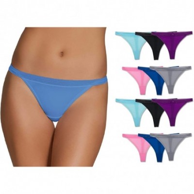 Panties 12 Pack of Women's Everlight Thong Panties - Assorted Colors - CG18OQXZ8KR