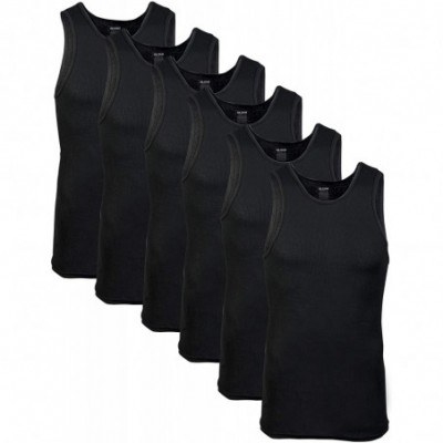 Undershirts Men's A-Shirts Multipack - Black (6-pack) - C7195UQ4ZZO