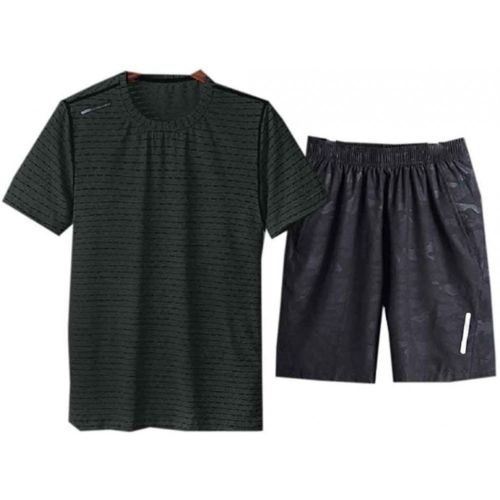 Sleep Sets Mens 2-Piece Crew-Neck Breathable Quick Drying Short Sleeve Pajamas - As14 - CU199CMZ02I