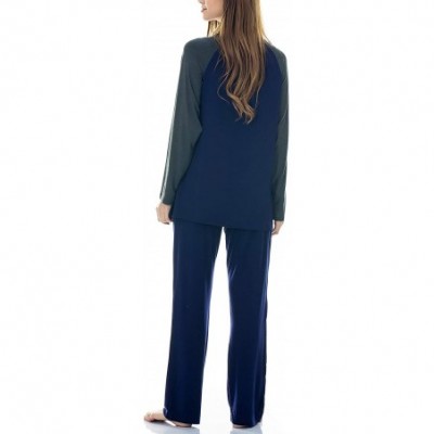 Sets Women's Maternity Nursing Pajamas Set 2 Pcs Breastfeeding Top and Pant Pjs - Navy - CA18LX4C30H