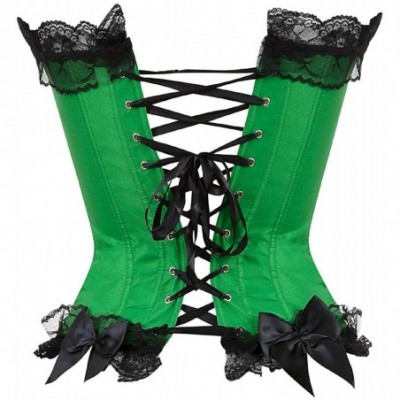 Bustiers & Corsets Women's Plus Size Floral Lace Trim Corset Overbust Waist Cincher Bustier Top - Green - CS18HAISR06