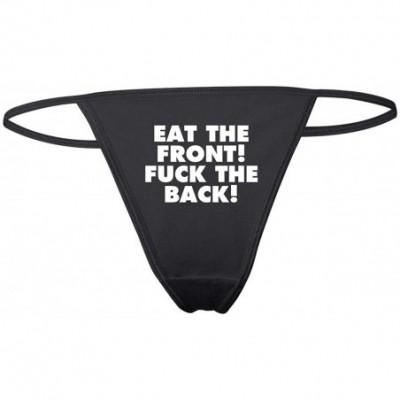 Panties I Swallow Funny Sexy Slutty Women's Cotton Spandex Thong Bikini - Black-eat - CQ198G0TIKT