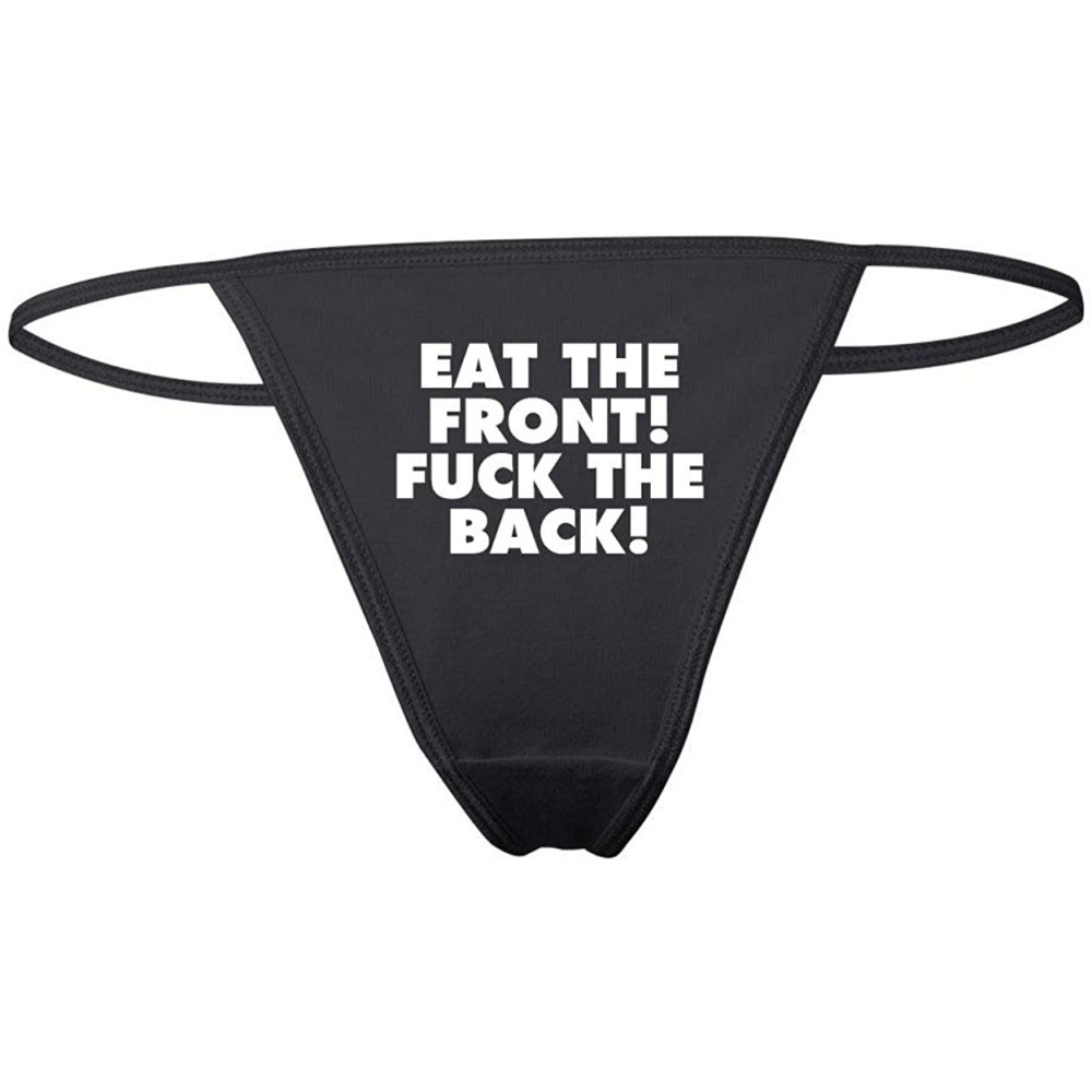 Panties I Swallow Funny Sexy Slutty Women's Cotton Spandex Thong Bikini - Black-eat - CQ198G0TIKT