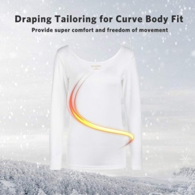 Thermal Underwear Womens Thermal Underwear Long Johns Set Fleece Lined Ultra Soft Ballet Neck Base Layer White X-Small - C919...