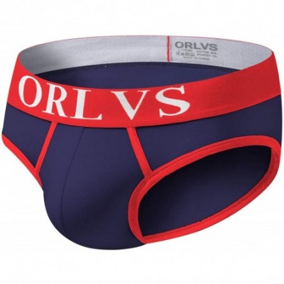 Briefs Men's Bulge Pouch Cotton Bikinis Low Rise Briefs Underwear - Navy Blue - CW18XRL5OEH