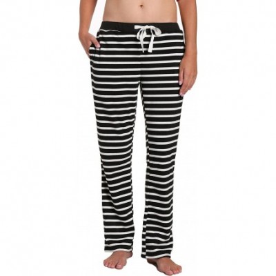 Bottoms Womens Sweatpants with Pockets - Stripes Black White - C01859COYDX