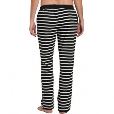 Bottoms Womens Sweatpants with Pockets - Stripes Black White - C01859COYDX