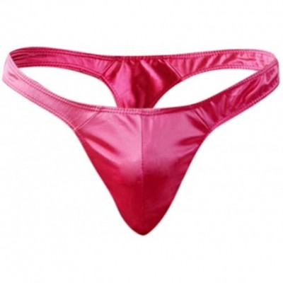 G-Strings & Thongs 4pcs Men's Sexy Satin Panties Solid Color Underwear Bikini G-String T-Back Thong - C - C3194CWENRU