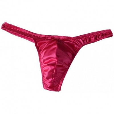 G-Strings & Thongs 4pcs Men's Sexy Satin Panties Solid Color Underwear Bikini G-String T-Back Thong - C - C3194CWENRU