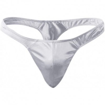 G-Strings & Thongs 4pcs Men's Sexy Satin Panties Solid Color Underwear Bikini G-String T-Back Thong - C - C3194CWENRU