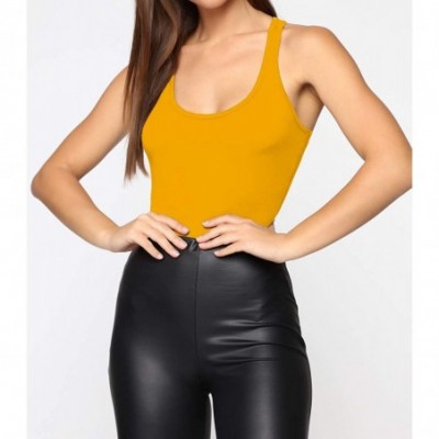 Shapewear Women's V-Neck Long Sleeve Tops Basic Leotard Bodysuit/Sexy Scoop Neck Racerback Tank Top Basic Bodysuits - Ginger....