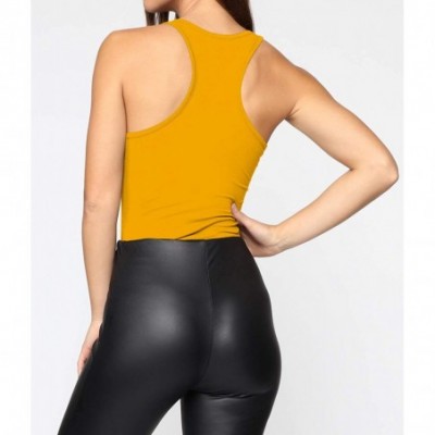 Shapewear Women's V-Neck Long Sleeve Tops Basic Leotard Bodysuit/Sexy Scoop Neck Racerback Tank Top Basic Bodysuits - Ginger....