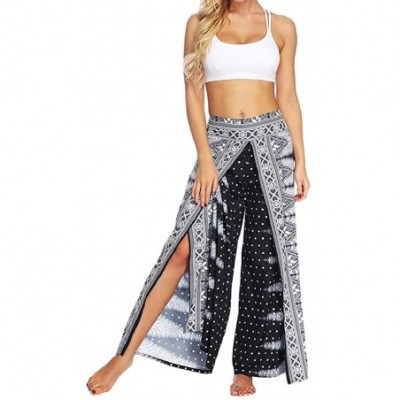 Bottoms Women's Wide Leg Lounge Pants Bottoms Slit Loose Stylish Boho Palazzo Yoga - 6 - CV19E22KOTR