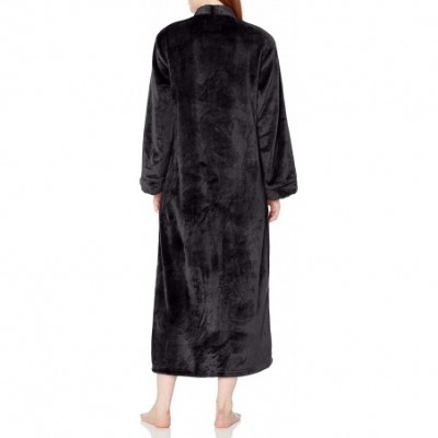 Robes Women's 52 Inch V-Neck Zip Front Robe- Black- Large - CZ12IL36H0B