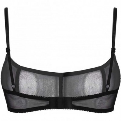 Bras Woman Mesh Sheer See-Through Bra Tops Sexy Wireless Unlined Bralette Tube Crop Top - Black - CE18SC6SE4T