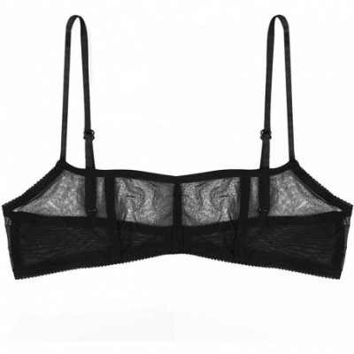 Bras Woman Mesh Sheer See-Through Bra Tops Sexy Wireless Unlined Bralette Tube Crop Top - Black - CE18SC6SE4T