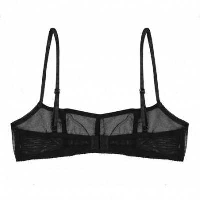 Bras Woman Mesh Sheer See-Through Bra Tops Sexy Wireless Unlined Bralette Tube Crop Top - Black - CE18SC6SE4T