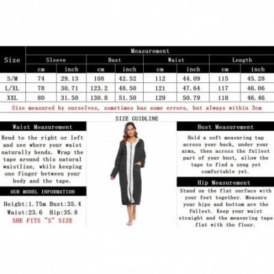 Robes Womens Zip Up Fleece Robe Plush Full Length Bathrobe Soft Warm Zipper Housecoat with Pockets - Dark Grey - CY18X2KNMOK