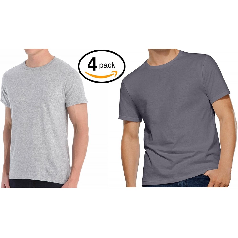 Undershirts Men's Premium Crew Tee (Pack of 4) (Small- Assorted Grays) - CF183LCAGHH