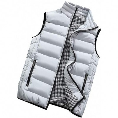 Bikinis Men's Autumn Winter Full Zip Lightweight Water-Resistant Packable Puffer Vest - Gray - C11954702NC