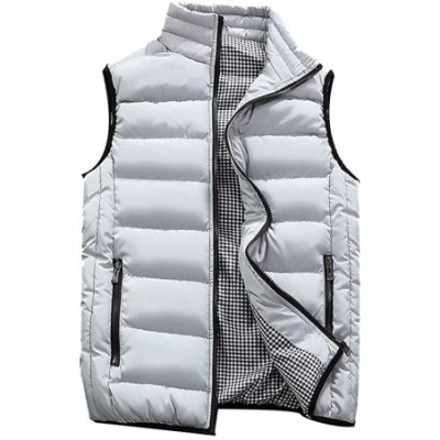 Bikinis Men's Autumn Winter Full Zip Lightweight Water-Resistant Packable Puffer Vest - Gray - C11954702NC