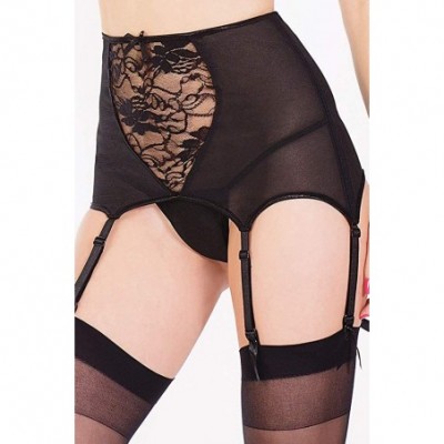 Garters & Garter Belts Plus Size High-Waisted Garter Belt Women Sexy Lingerie Lace Underwear Panties - Black - CS18H97Z3QU