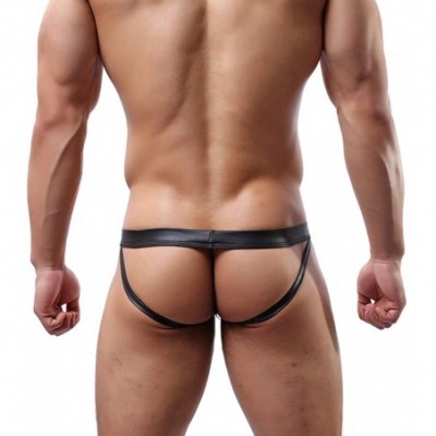 G-Strings & Thongs Men's Lingerie G-String Thongs Underwear Sexy Low Rise Bikini Black Underpants - 3pcs String Jockstrap - C...