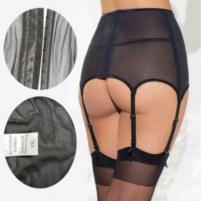 Garters & Garter Belts Plus Size High-Waisted Garter Belt Women Sexy Lingerie Lace Underwear Panties - Black - CS18H97Z3QU