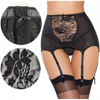 Garters & Garter Belts Plus Size High-Waisted Garter Belt Women Sexy Lingerie Lace Underwear Panties - Black - CS18H97Z3QU