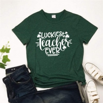 Tops I'm NOT Lucky.I'm Blessed - Irish Shamrock St. Patrick's Day Clover Women Short Sleeve T-Shirts Blouse Tops Tee - D-army...