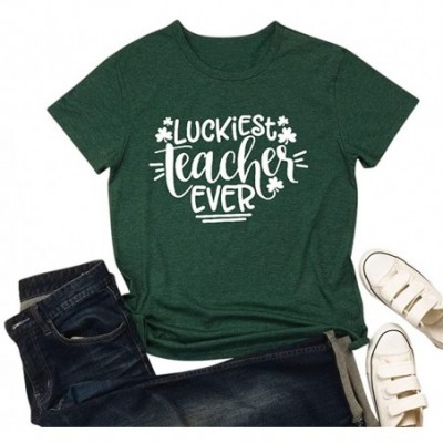 Tops I'm NOT Lucky.I'm Blessed - Irish Shamrock St. Patrick's Day Clover Women Short Sleeve T-Shirts Blouse Tops Tee - D-army...