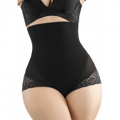 Shapewear Women High Waist Cincher Tummy Control Shapewear Body Shaper Panty - Black-lace - C018S6MZRU4