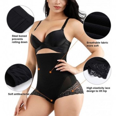 Shapewear Women High Waist Cincher Tummy Control Shapewear Body Shaper Panty - Black-lace - C018S6MZRU4