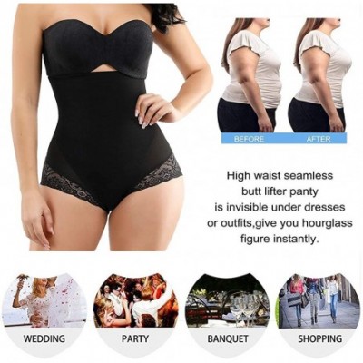 Shapewear Women High Waist Cincher Tummy Control Shapewear Body Shaper Panty - Black-lace - C018S6MZRU4