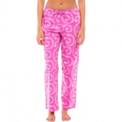 Bottoms Women's Flannel Pajama Pants- Long Winter Christmas Cotton Pj Bottoms - Pink Snowflake - CT18NYOAD4Q